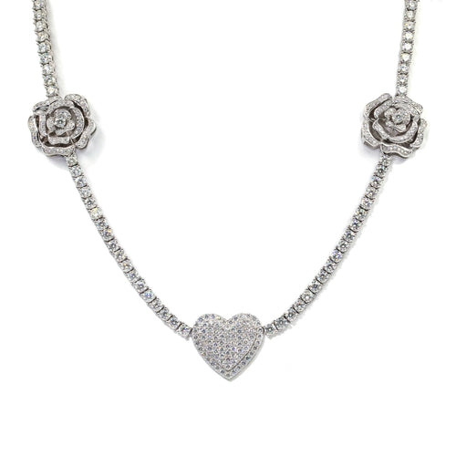 925 Silver Heart & Rose Necklace | Limited Edition
